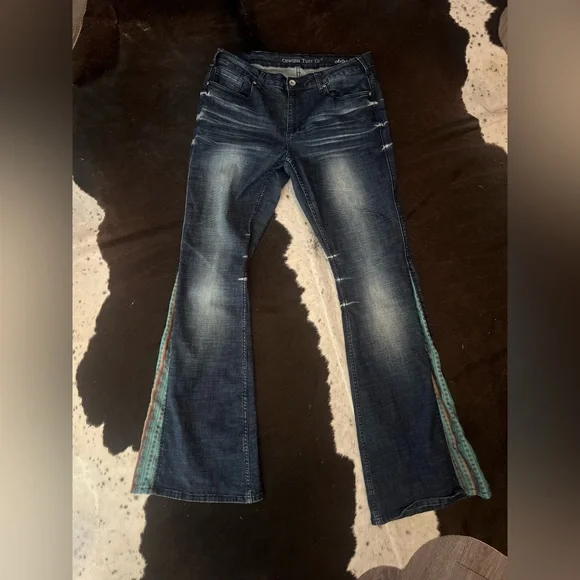 Cowgirl Tuff Aztec Flare Jeans - Picture 2 of 5